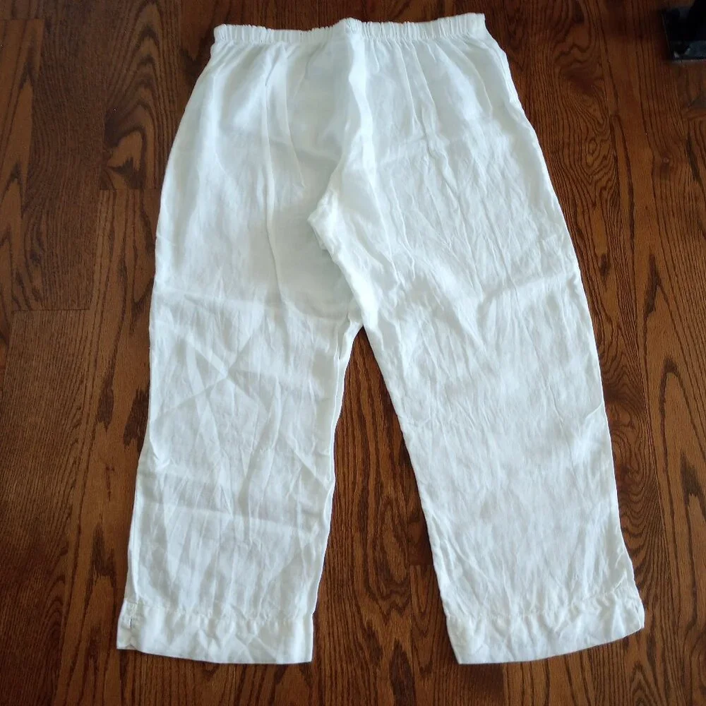 Bryn Walker White 100% Linen Pull On Pants - Picture 3 of 7